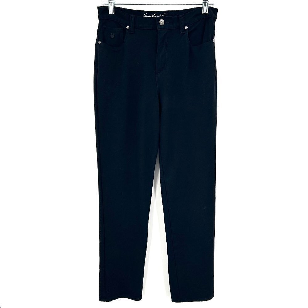 GLORIA VANDERBILT Black Amanda Straight Leg Stretch Bling Pocket Slimming Pant 6
